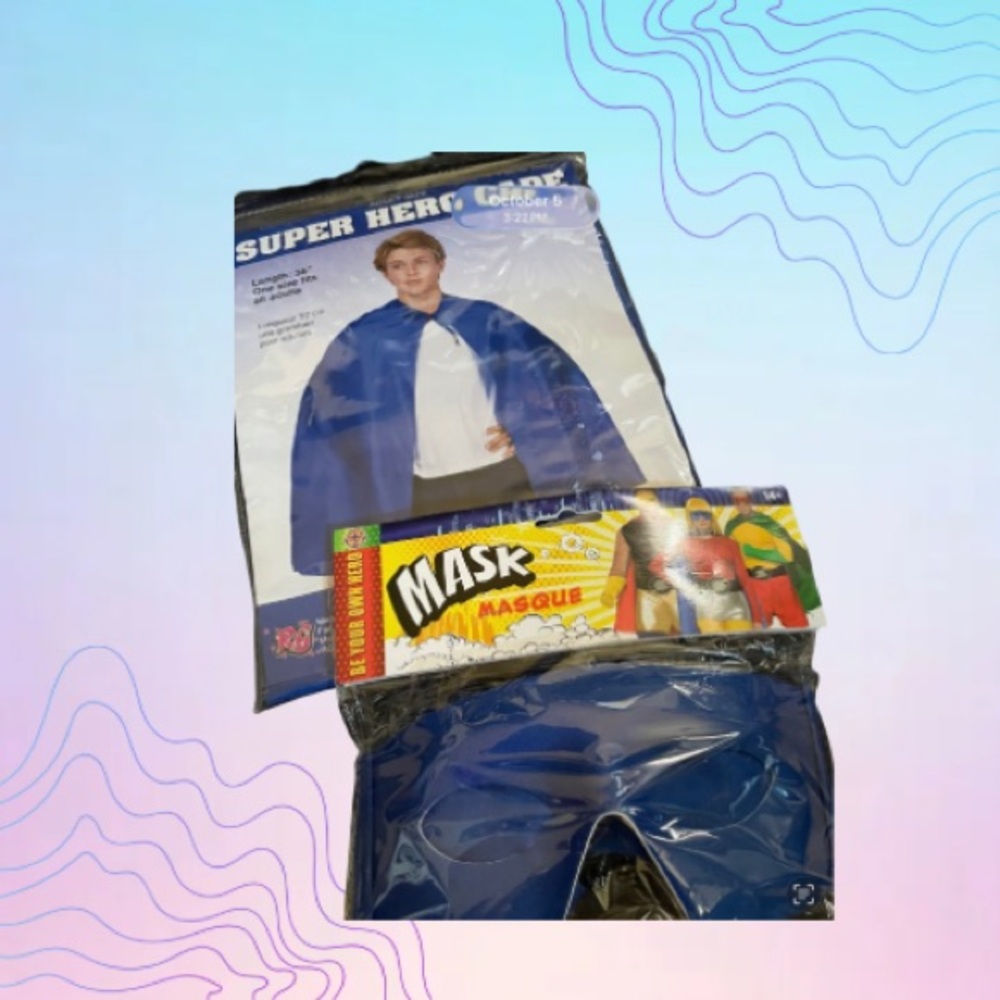 BLUE Superhero Mask & Cape